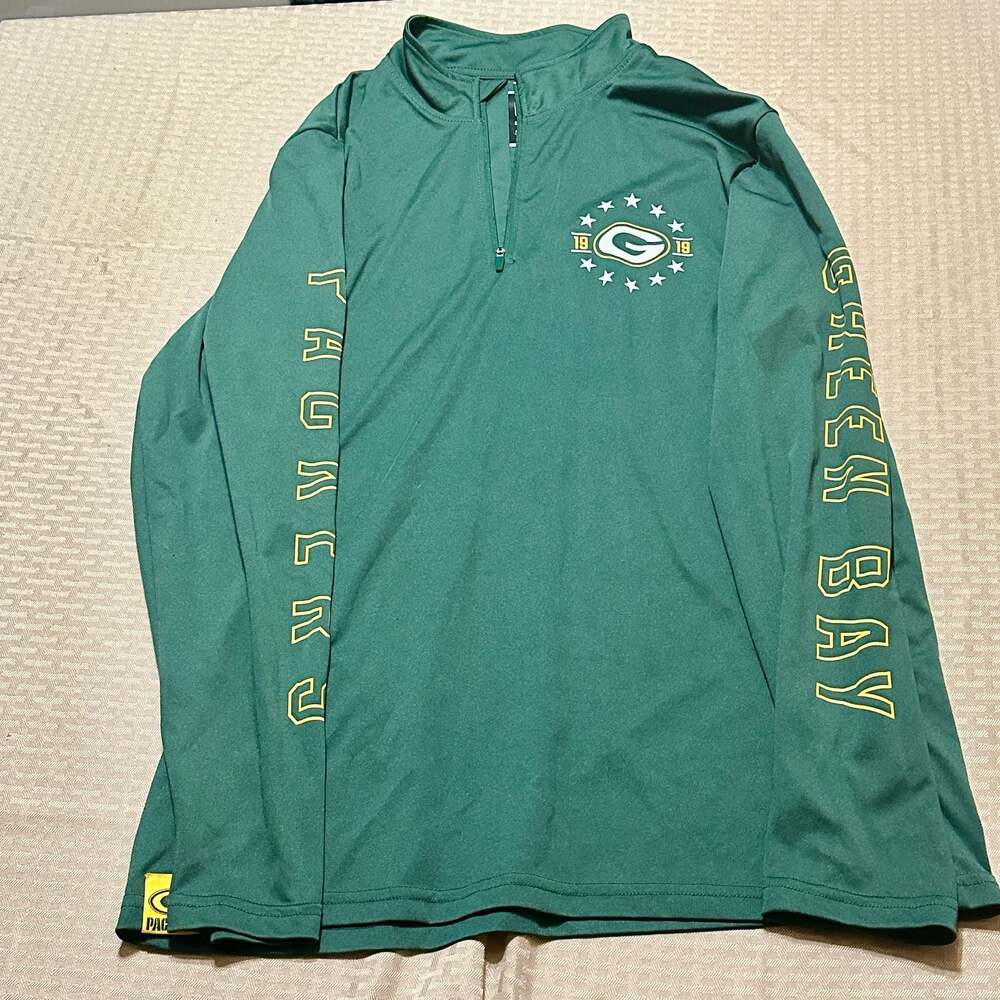 Green Bay Packers NFL Team Apparel Men's 1/4 Zip Lightweight Pullover Size Large